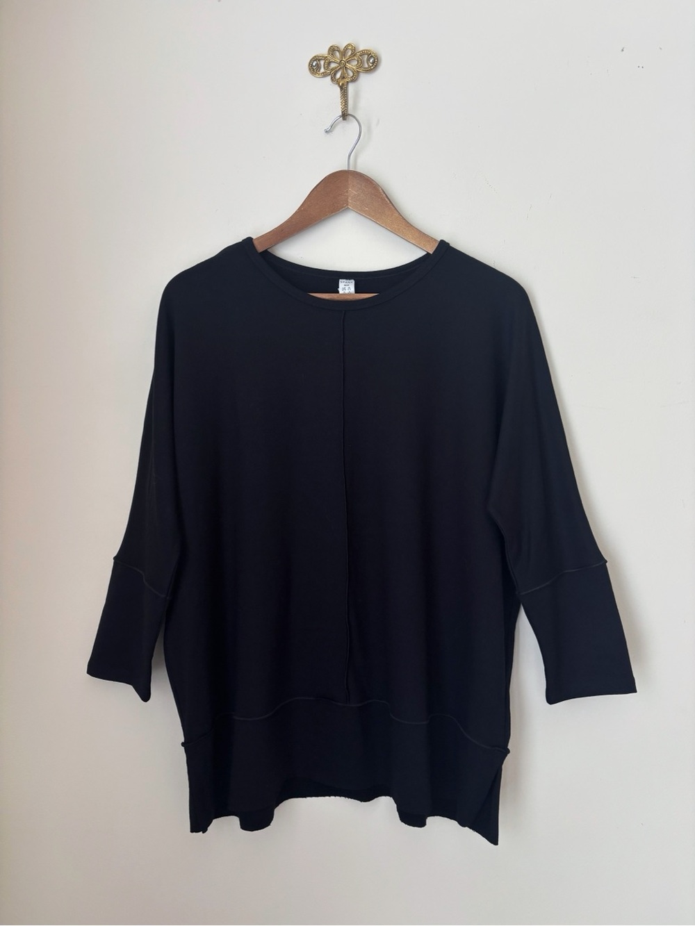 Spanx Black Perfect Length Dolman Sleeve Sweatshirt Top Medium Cozy Loungewear